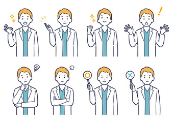 男性医師の表情バリエーションセット＿イラスト