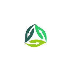 triangle arrow leaf logo. icon with green leaf arrow rotation graphic element symbol, sign for ecology, nature