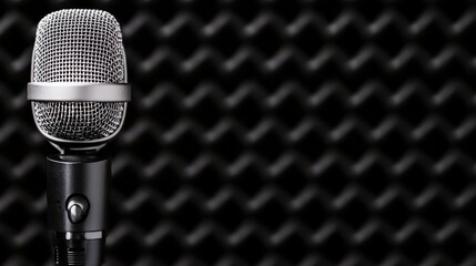 Professional Microphone in Recording Studio with Acoustic Panels