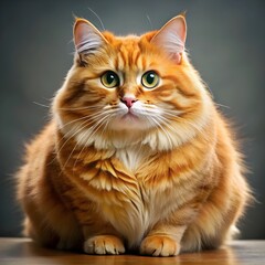 cute fat orange cat with thick fur