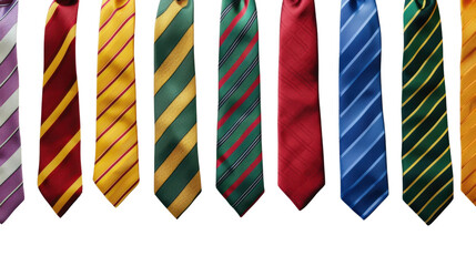 Modern neckties on transparent background