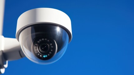 Security Camera Dome CCTV Surveillance System Against Blue Sky