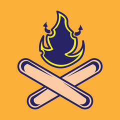 Campfire illustration vector design with colorful orange background and simple style. suitable for logos, icons, posters, advertisements, banners, companies, t-shirt designs, stickers, websites.