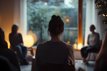 Psychologist Providing Supportive Counseling to Group of Patients in Serene Indoor Environment