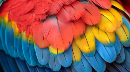 Obraz premium Colorful Parrot Feathers Close Up Texture Background
