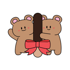 A teddy bear holding a chocolate snack