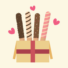 chocolate stick in the present