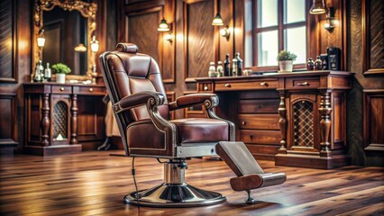 Vintage barber chair in a stylish salon setting , vintage, oldschool, barber, chair, salon, furniture, retro, classic