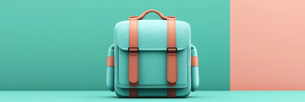 A stylish and functional backpack with a personalized name tag, perfect for school, work, or travel. It features a vibrant teal color and contrasting orange accents, symbolizing youthfulness, practica
