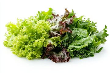A vibrant mix of fresh green lettuce, spinach, and kale, perfect for a healthy salad or as a side dish. It is a delicious and nutritious addition to any meal.