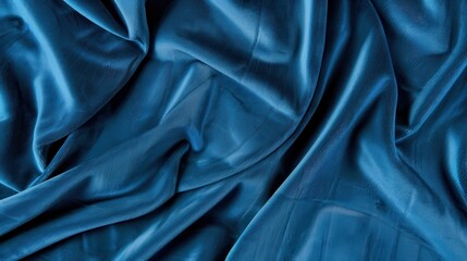 Fototapeta premium Blue velvet fabric, soft and smooth texture, rich in depth and elegance, ideal for enhancing visual appeal and creating a luxurious atmosphere in various settings.