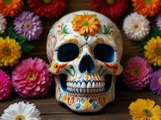 Fototapeta premium skull and flowers