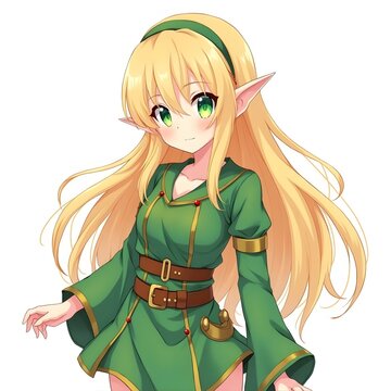 Beautiful female elf character in fantasy game. Generative ai