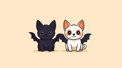 Obraz premium Discover delightful bat and puppy illustrations perfect for your creative projects Cute designs with a clean background bring charm.