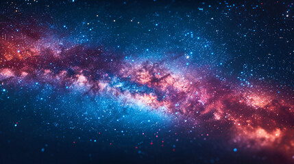 Obraz premium A stunning cosmic background featuring vivid colors of blue, purple, and hints of orange, showcasing the beauty of the universe with sparkling stars and galaxies.
