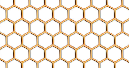 3d realistic vector illustration. Yellow honeycomb pattern.