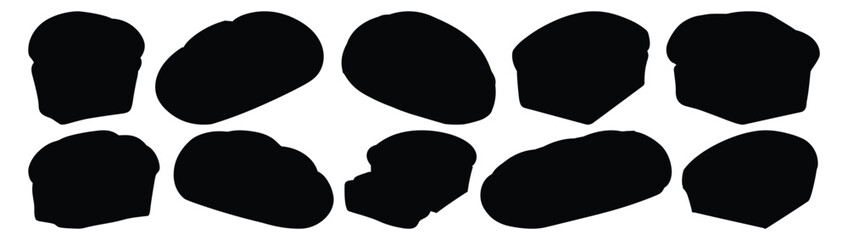 Bread silhouettes set, bakery pack of vector silhouette design, isolated background
