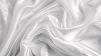 Naklejka premium White-gray satin texture that is white silver fabric silk panorama background with a beautiful soft blur pattern.