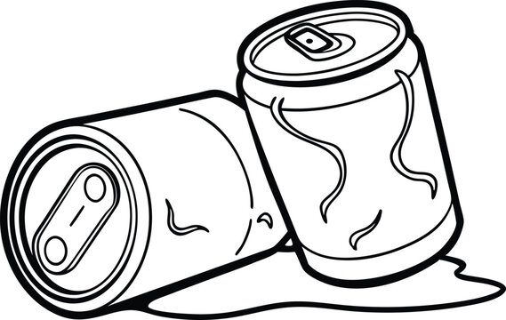 recommend clip art: Crushed aluminum can single outline drawing icon. Simple black and white line art illustration no white background