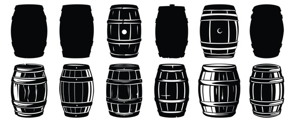 Barrel silhouette set vector design big pack of barrel illustration and icon