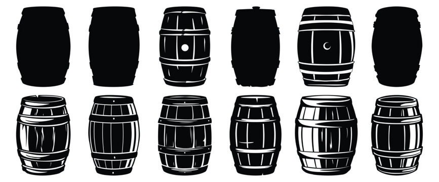 Barrel silhouette set vector design big pack of barrel illustration and icon