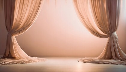 3D illustration of a velvet stage curtain backdrop in a classic theater design for background graphic resource.