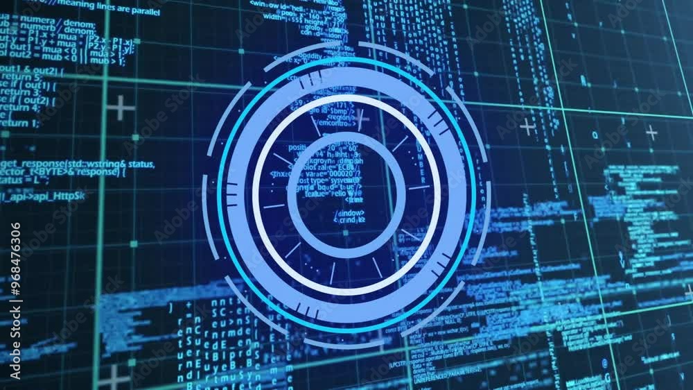 Poster animation of digital data processing over scope scanning