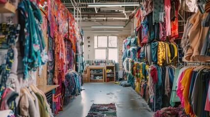 Eco friendly textile recycling facility with upcycling design studio