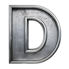 3d silver letter D isolated on transparent background