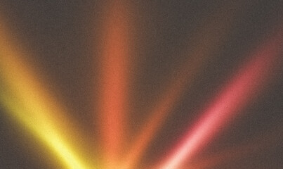 Abstract red orange yellow color wave on black background, grainy noisy banner backdrop design