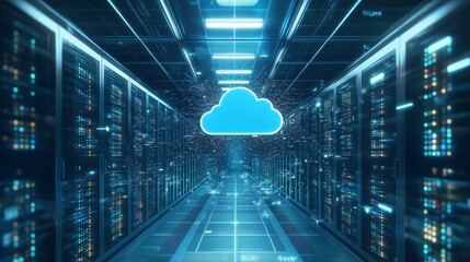 Cloud Computing Data Center Server Room Interior