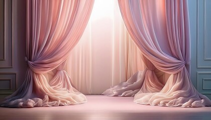 3D illustration of a velvet stage curtain backdrop in a classic theater design for background graphic resource.