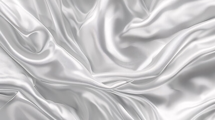 Fototapeta premium Biało-szara satynowa faktura, czyli białe, srebrne tło z jedwabnej tkaniny o pięknym, delikatnie rozmytym wzorze.