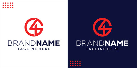 Creative Logo Letter G and Number 4, Design Inspiration, Illustration, Vector
