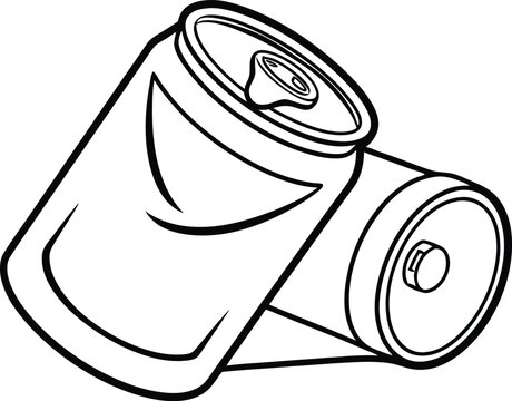 recommend clip art: Crushed aluminum can single outline drawing icon. Simple black and white line art illustration no white background