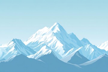 Fototapeta premium Beautiful mountain landscape, panorama of snow-covered mountains on the background of clear sky.