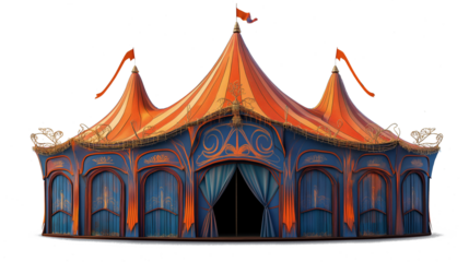 Vintage circus tent , cut out, png, isolated on white background, full depth of field