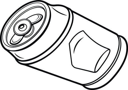 recommend clip art: Crushed aluminum can single outline drawing icon. Simple black and white line art illustration no white background