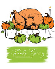 Happy thanks giving day social media post banner template