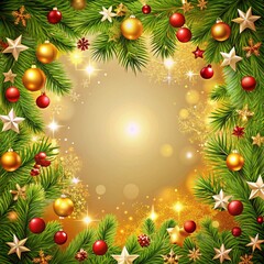 christmas background with branches and balls