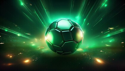 Obraz premium soccer ball, Football abstract background with lights,Emerald Glimmers , football on the background