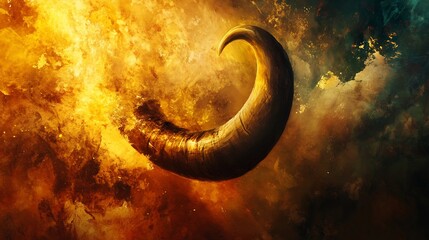 Horn of a Mythical Beast Emerging from Fire