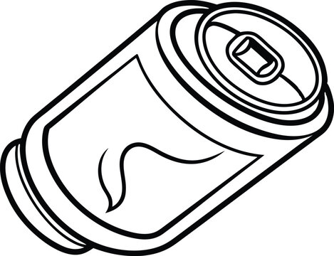 recommend clip art: Crushed aluminum can single outline drawing icon. Simple black and white line art illustration no white background