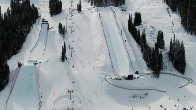 Aerial of Copper Mountain Ski Resort Village, Colorado Mountains 6
