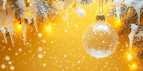 Merry Christmas and Happy New Year bright colorful composition. Xmas background with festive decorative elements. Festive banner and web poster, greeting card, flyer and brochure