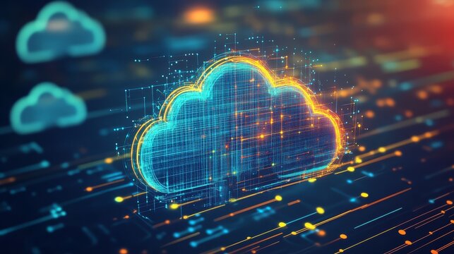 Digital Cloud Computing Technology Abstract Network Connection