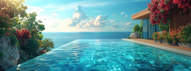 A luxurious infinity pool seamlessly blending with the horizon.