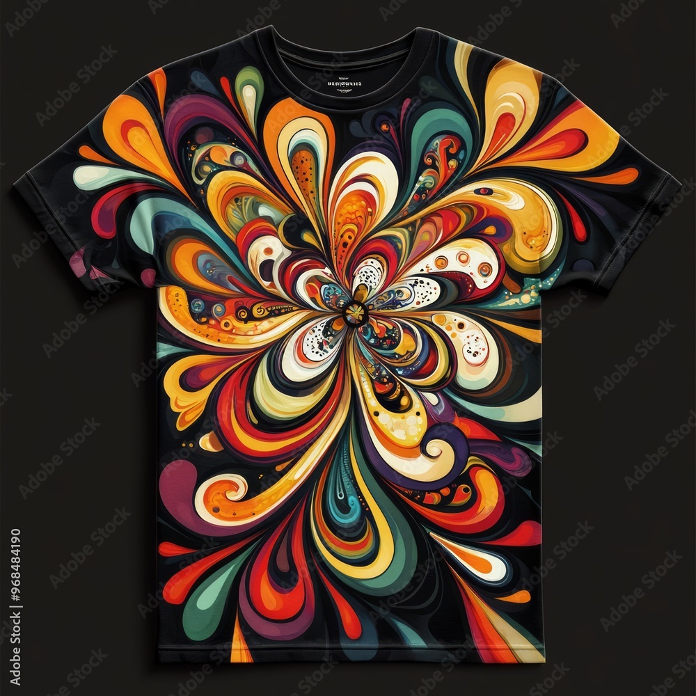 Canvas Prints Colorful abstract floral design on a t-shirt.