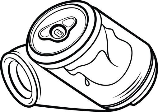 recommend clip art: Crushed aluminum can single outline drawing icon. Simple black and white line art illustration no white background