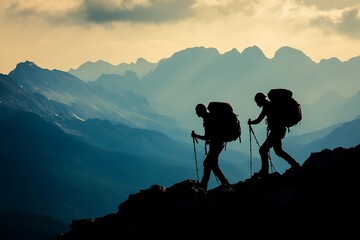 Fototapeta premium hikers in a mountains